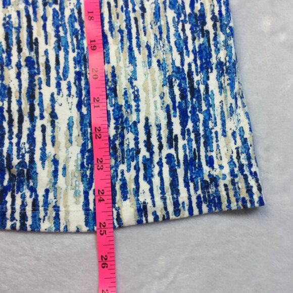 Karen Scott Blouse Shirt Top Sz PXL Womans Petite Blue White Printed 3/4 Sleeve - Picture 8 of 13